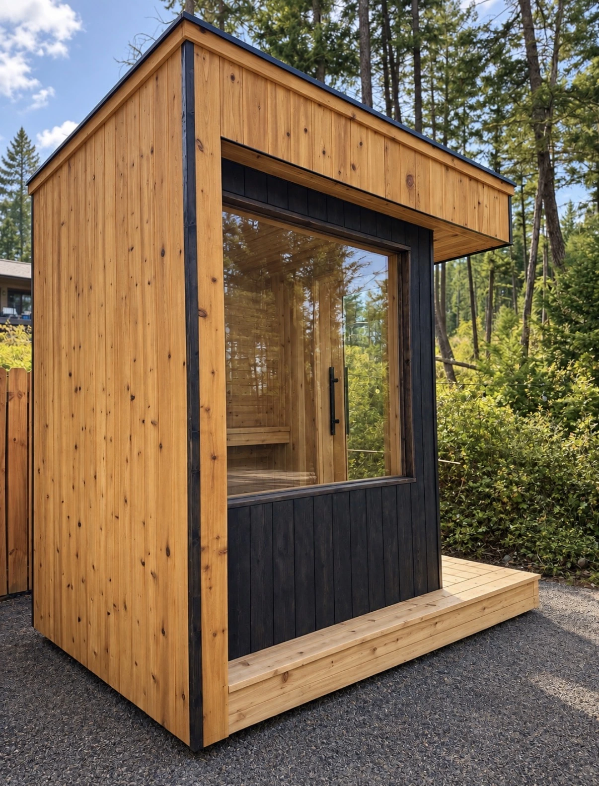 Badrock exterior in cedar and black
